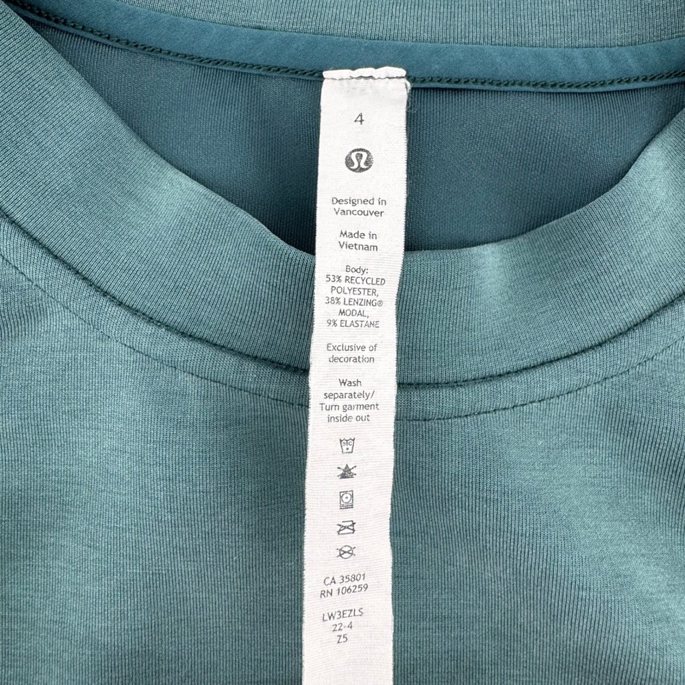 Lululemon Perfectly Oversized Cropped Crew Women 4 Teal Blue Green Sweatshirt - Picture 5 of 8